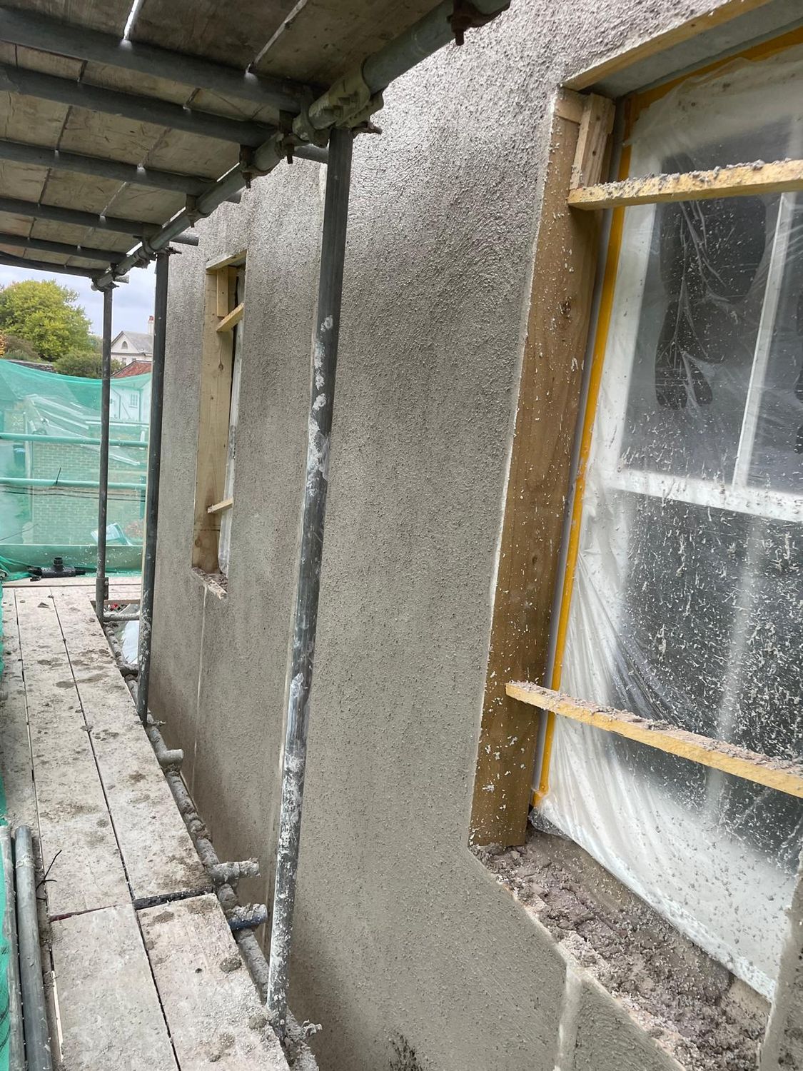 Diathonite on the outside, before the finishing render