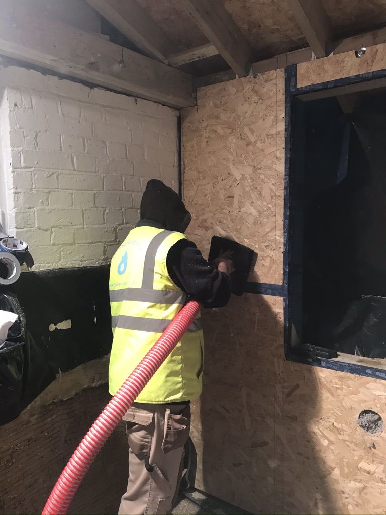Cellulose being blown in