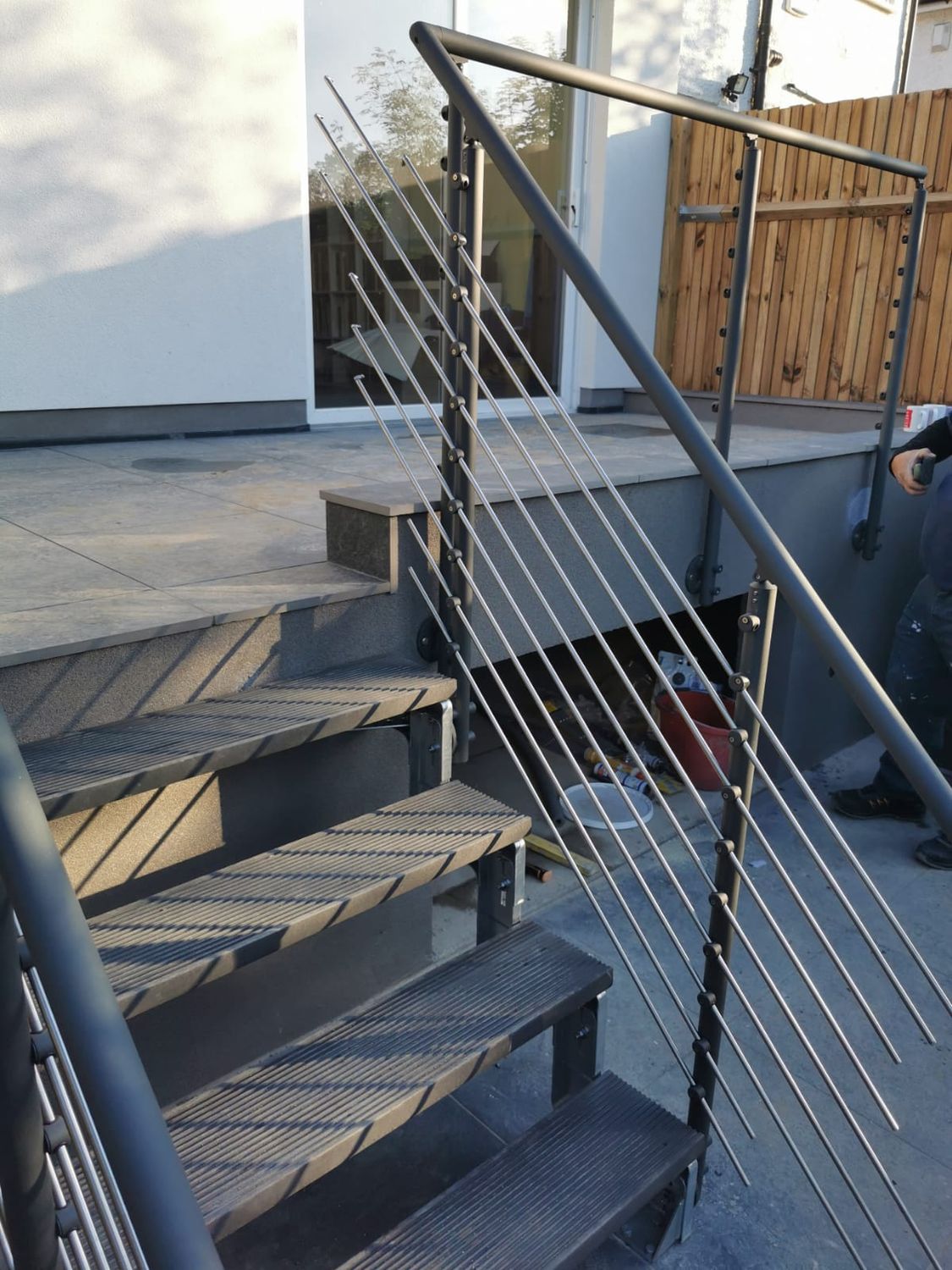 External patio stairs and paving installed