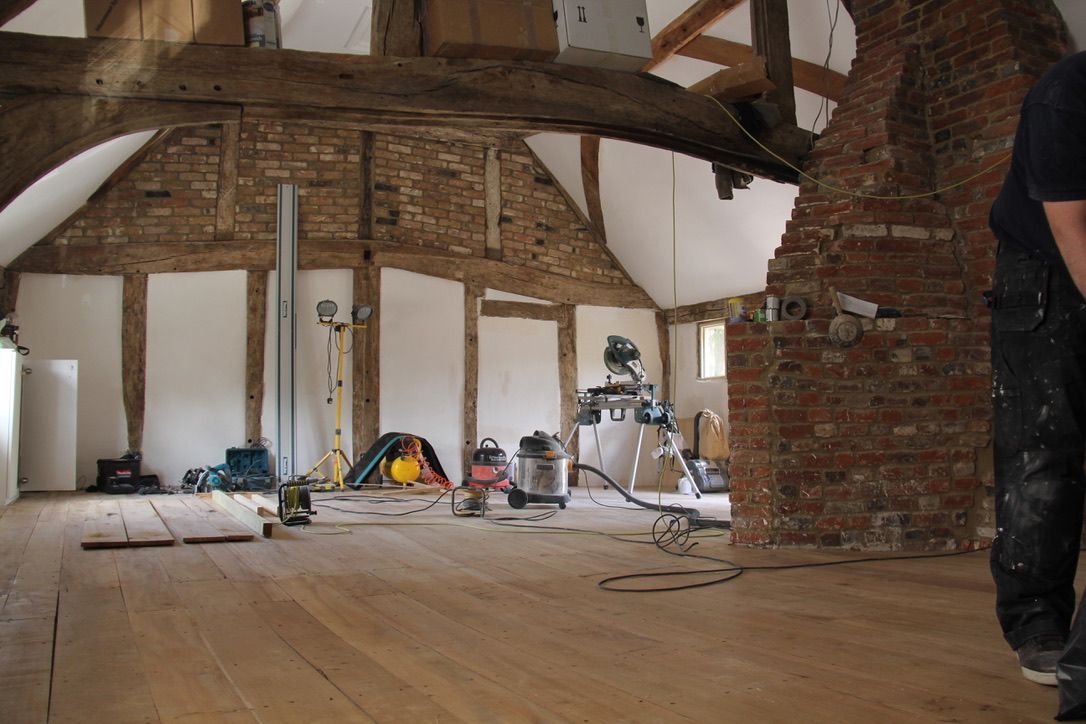 Floor boards fitted in living room