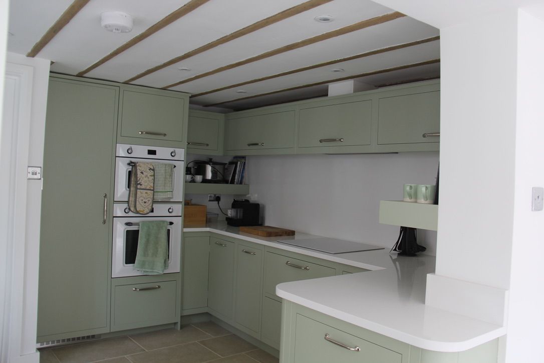 New extension insulated with natural materials, decorated, kitchen units installed