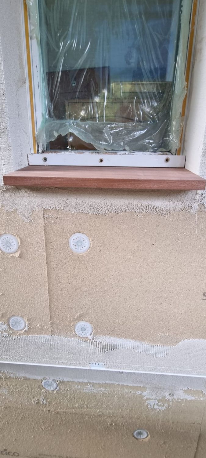 Timber window sill fitted