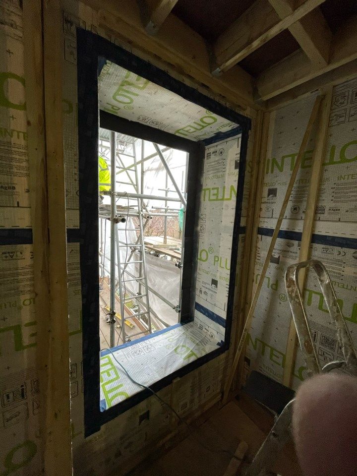 Loft conversion, airtightness details around window