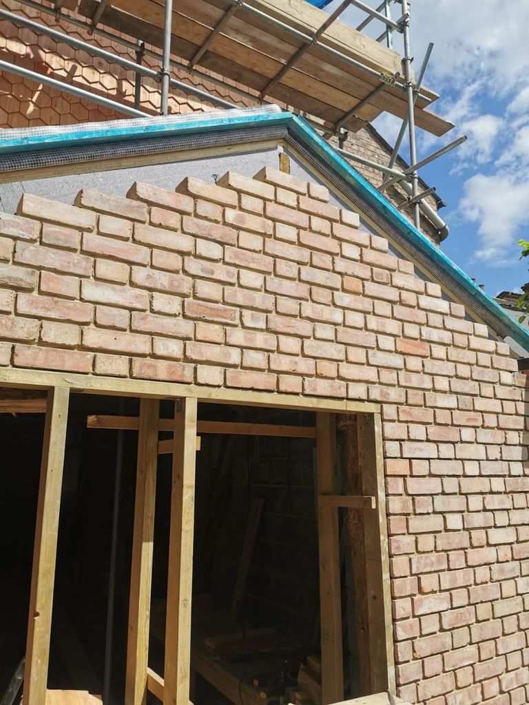 Rear extension wall being completed with masonry external skin