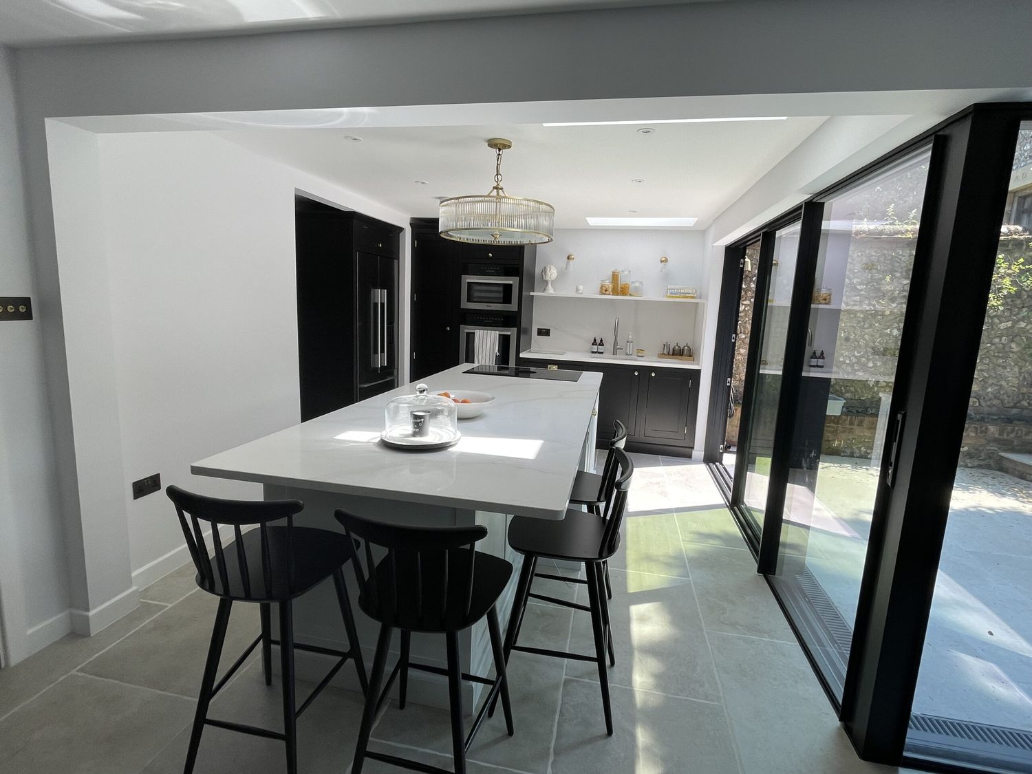 Open plan kitchen diner in listed building