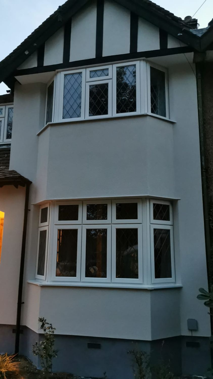 Insulation & rendering completed on bay window walls with decorative timber re-painted