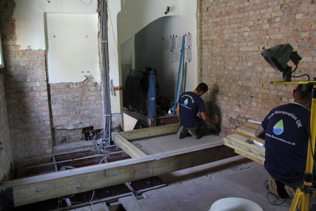 New structural timber beams being installed