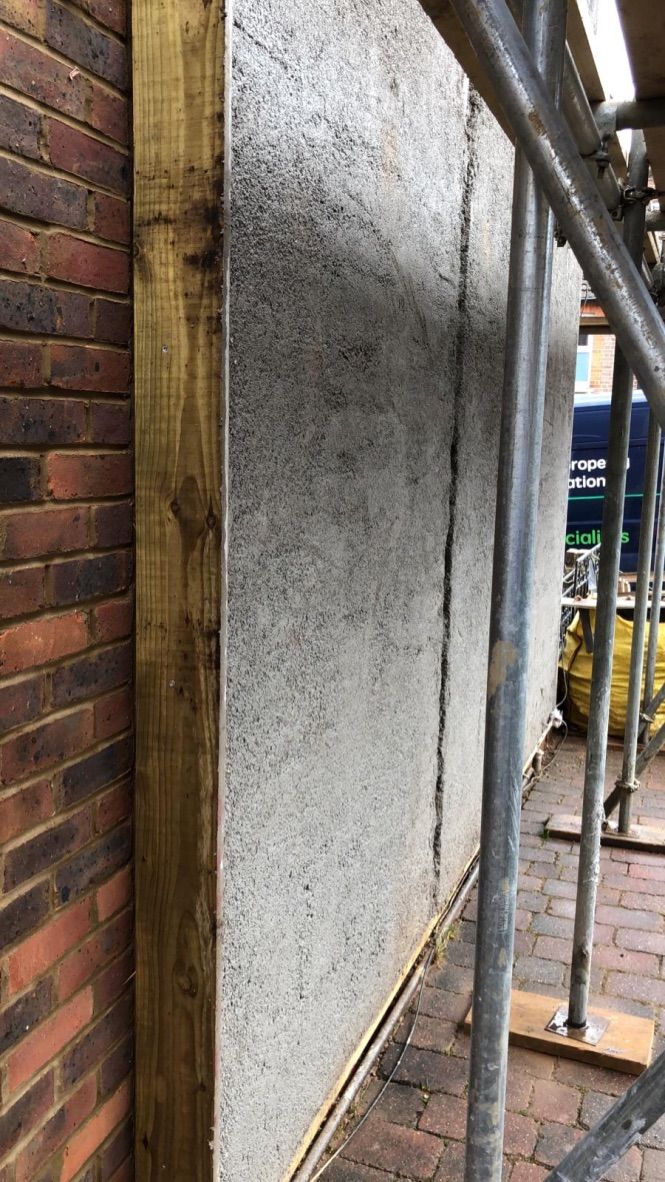Diathonite levelled on external wall