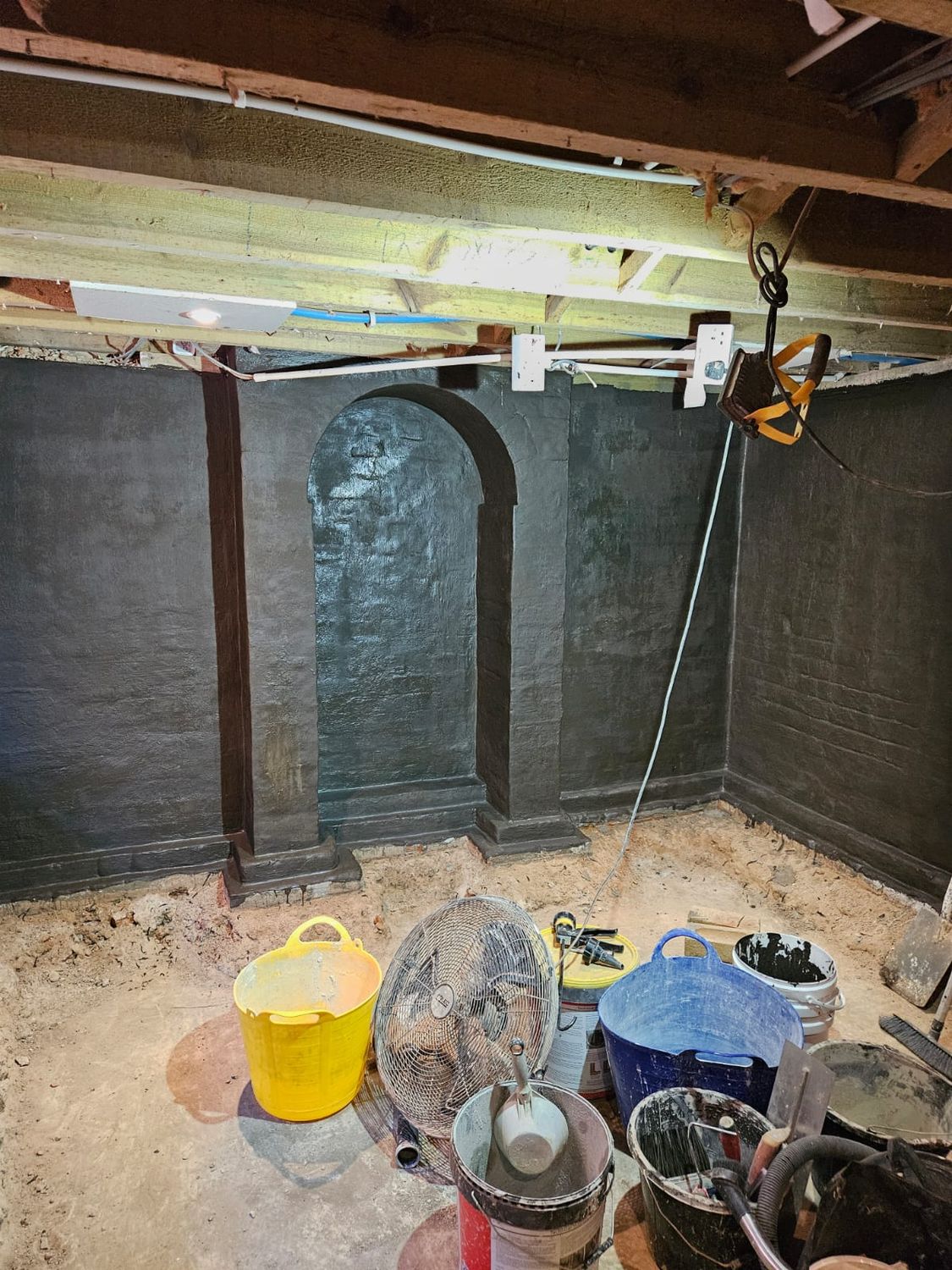 Diasen Watstop waterproof tanking applied to basement walls