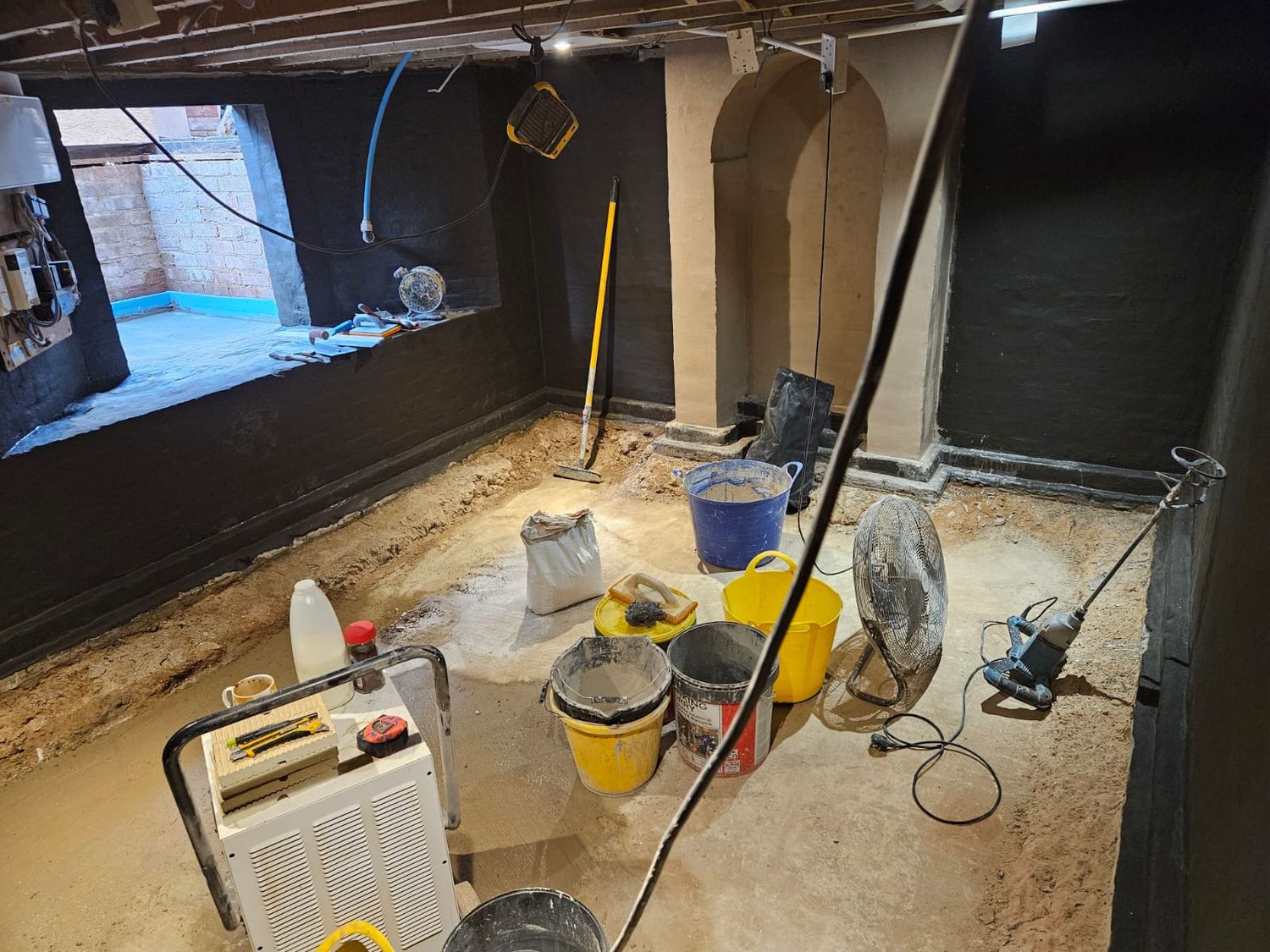 Diasen Watstop waterproof tanking applied to basement walls