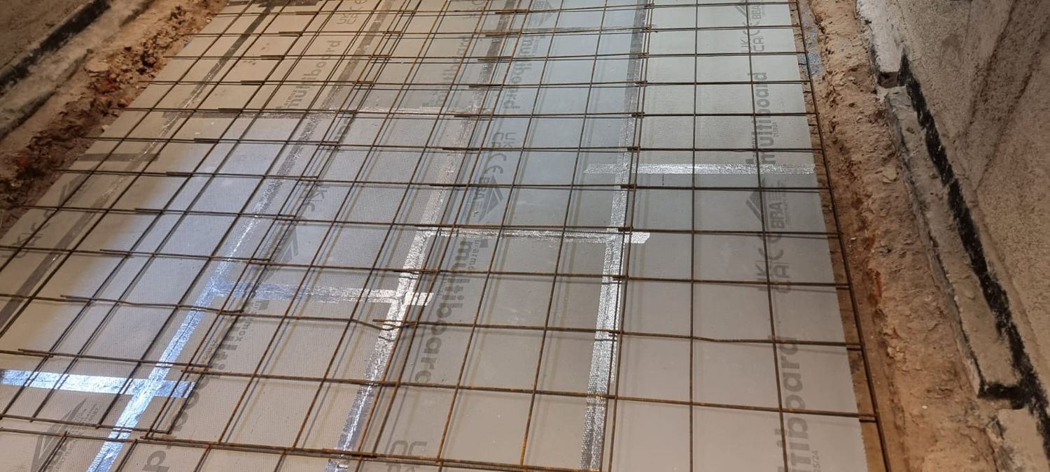 Reinforcing steel being laid for screed