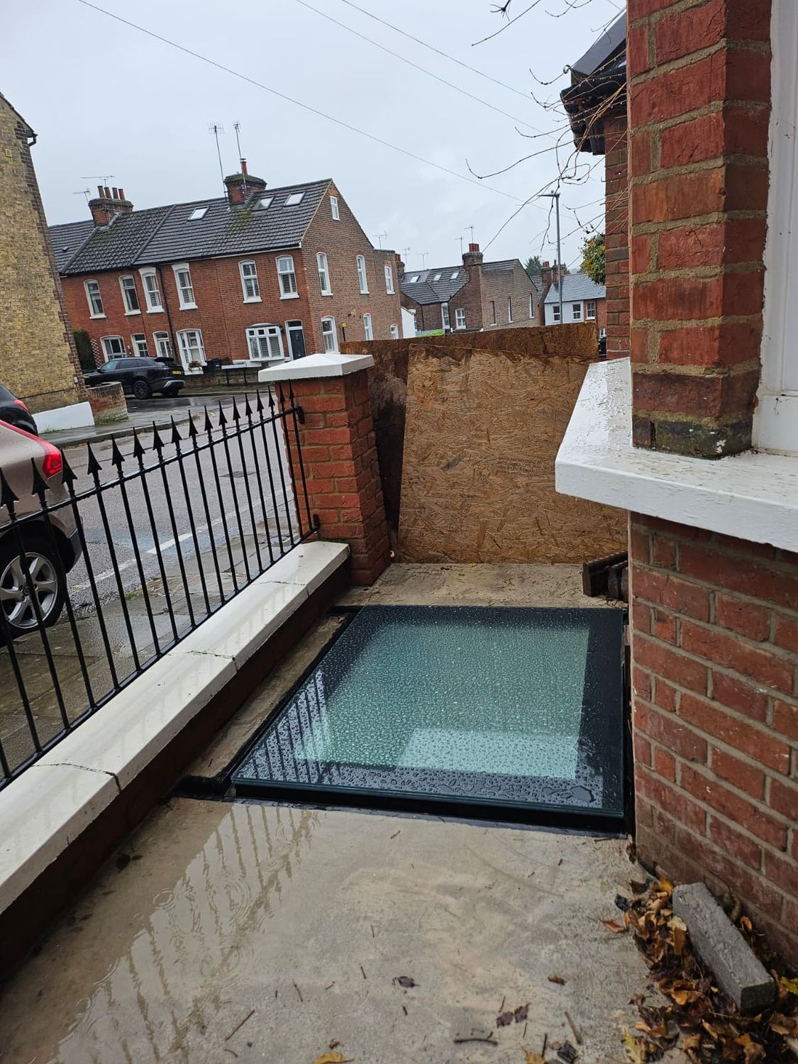 Walk on window installed above old coal chute