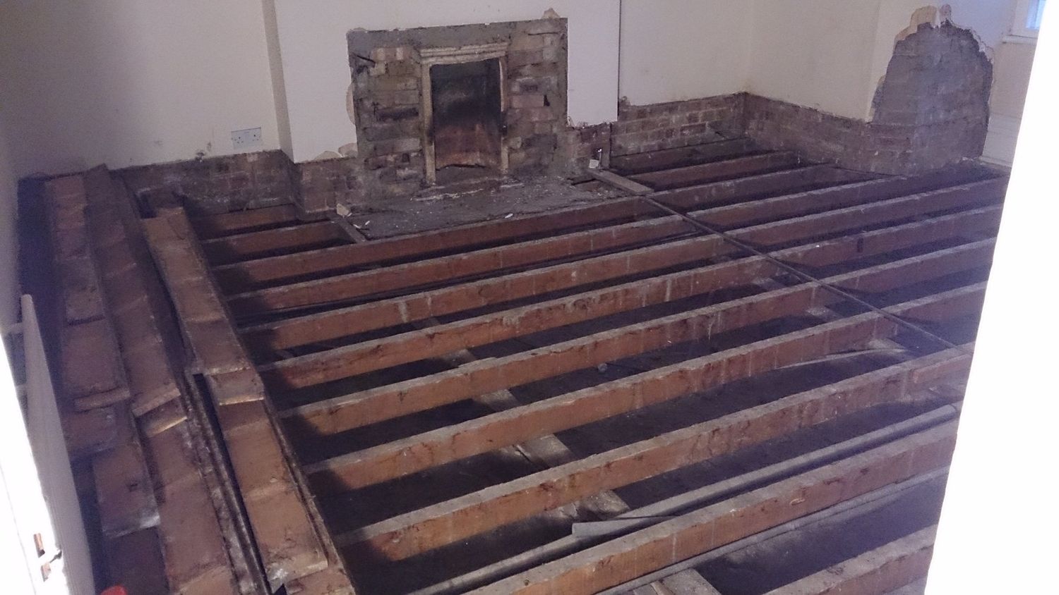 Suspended floor exposed in Edwardian House in Belsize Park