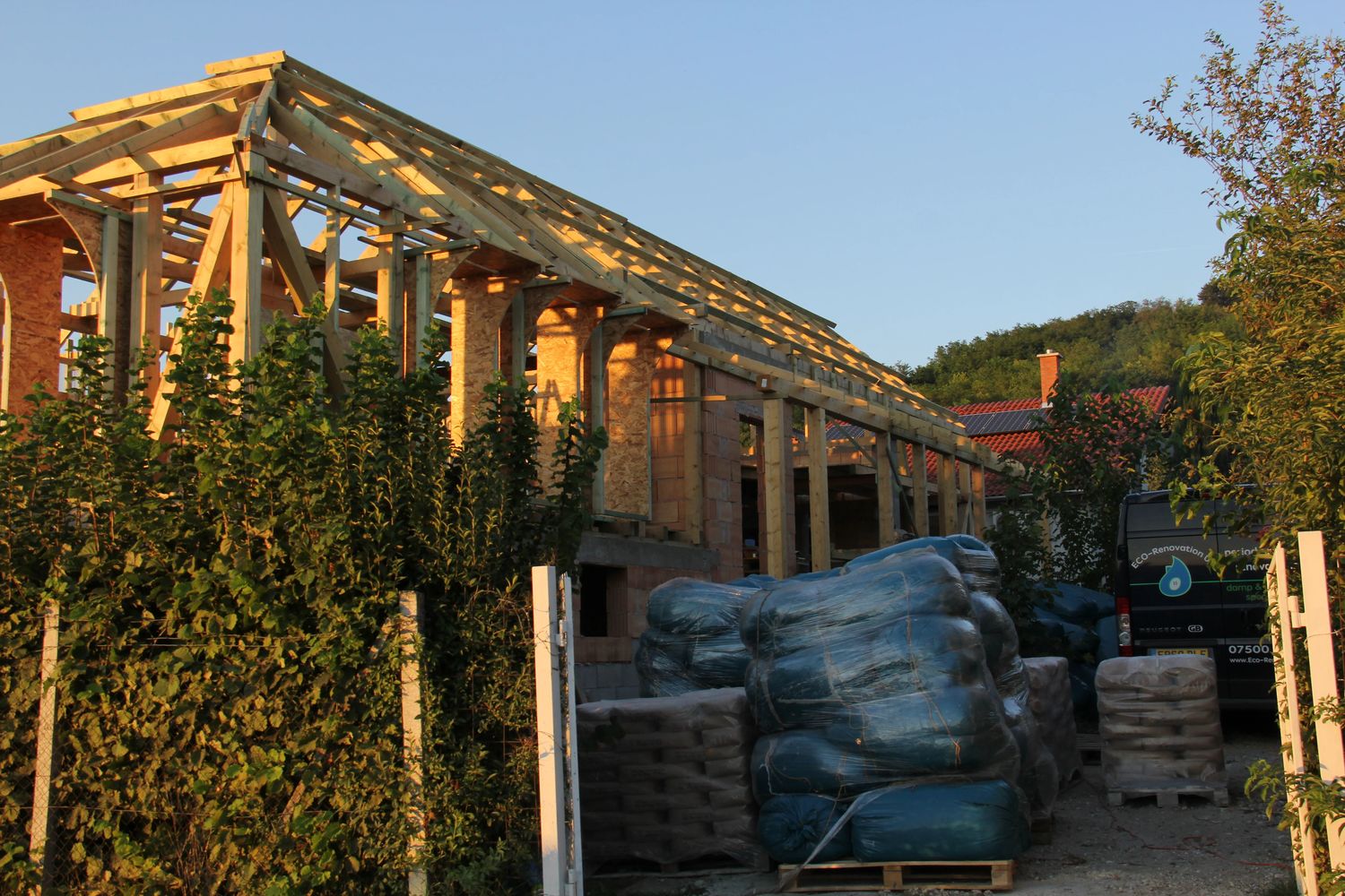 Timber structure before hempcrete casting
