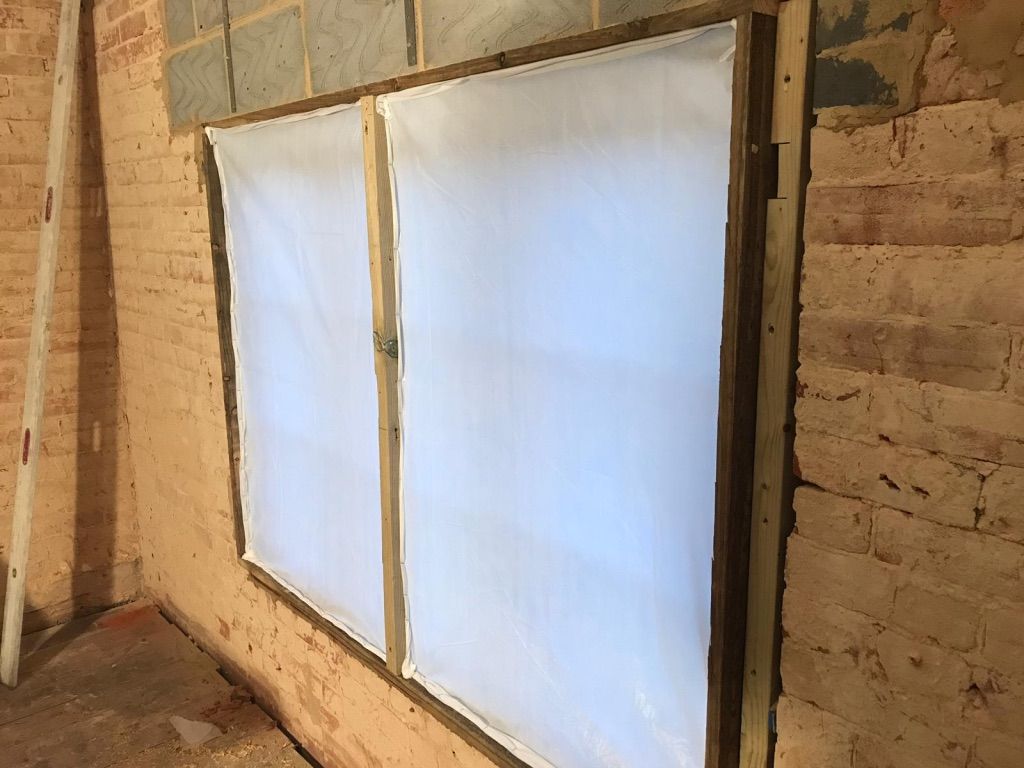 Preparation works for internal wall insulation, windows protected