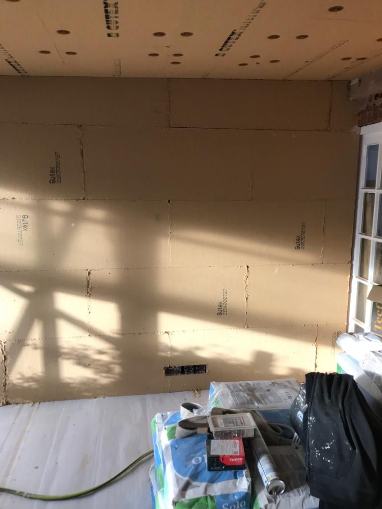 Gutex wood fibre insulation boards installed to walls and ceiling