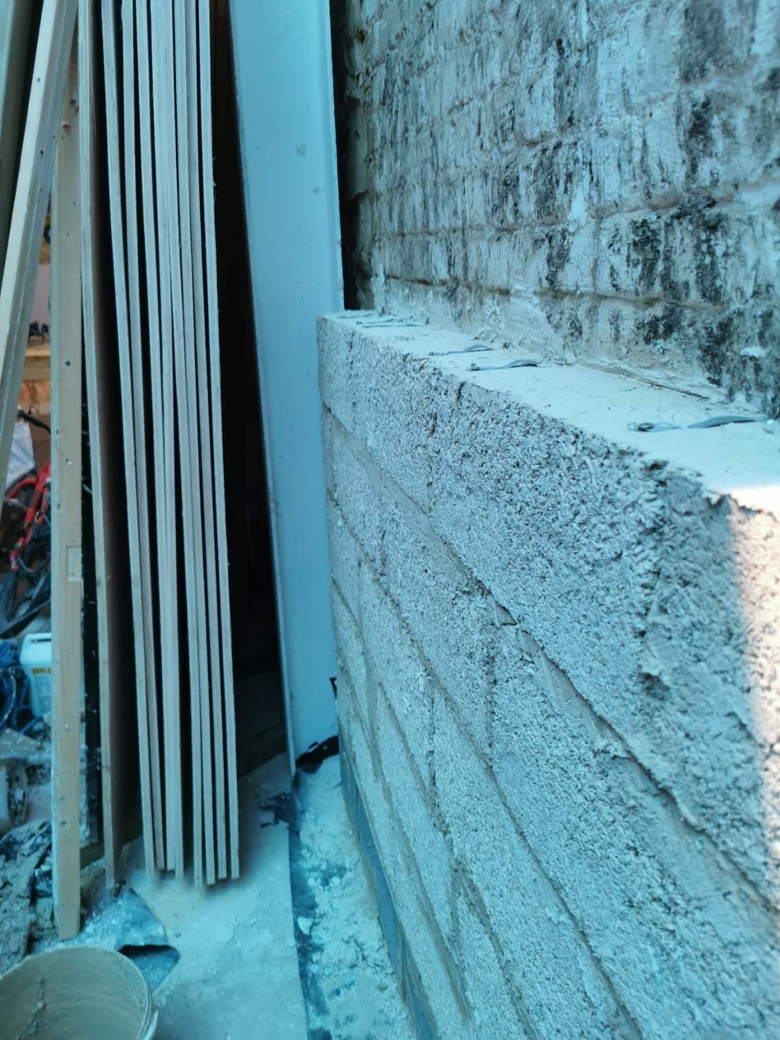 Hempcrete block used as internal wall insulation