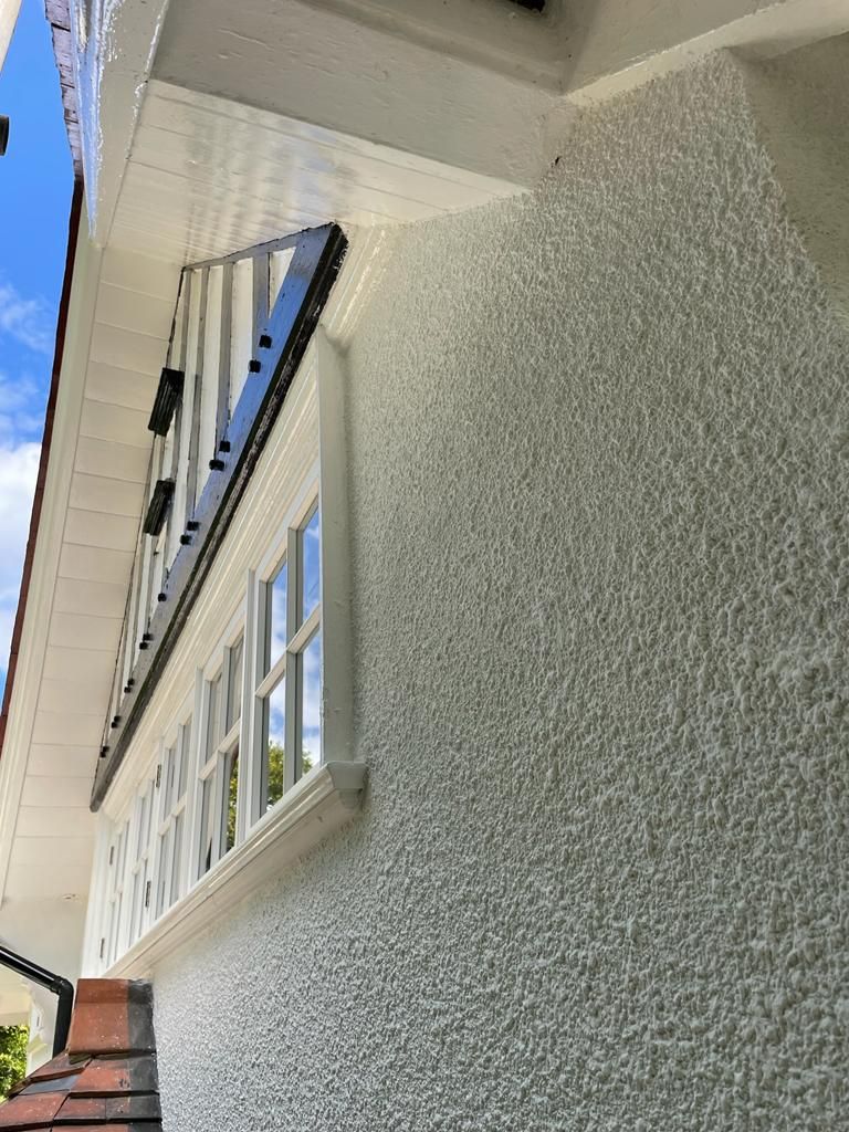 Roughcast Diasen Diathonite render system on listed building in Harrow, London
