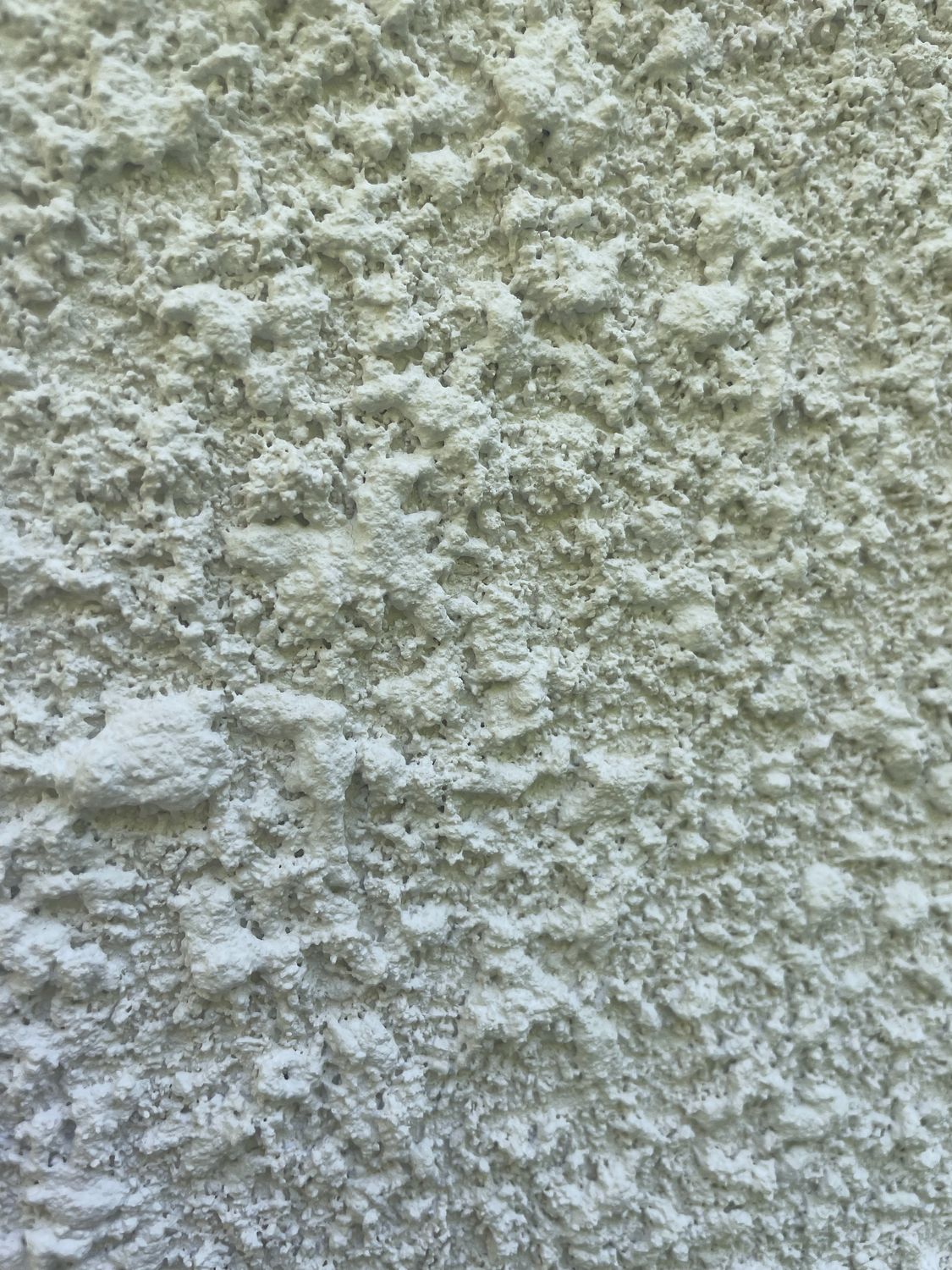 Lime roughcast render dash finish close up - using sprayed Diasen Argatherm