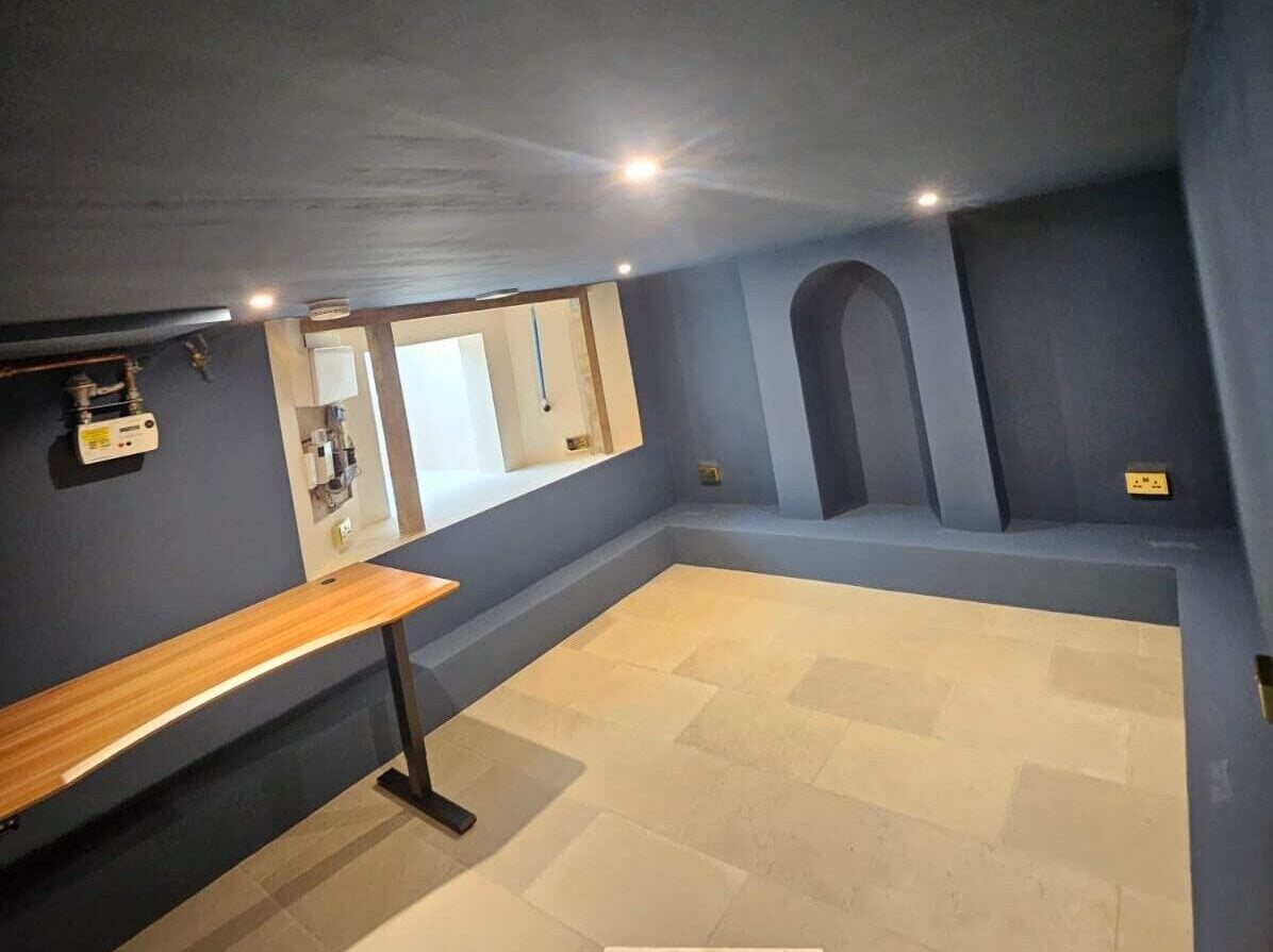 Refurbished basement decorated